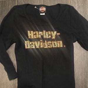 Harley-Davidson Black Rhinestone Long Sleeve Shirt